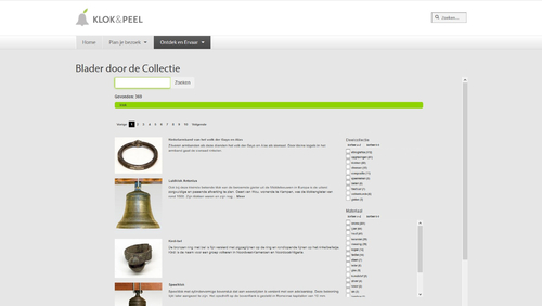 Screenshot van de collectiepagina van Museum Klok & Peel. (Bron: Museum Klok & Peel)