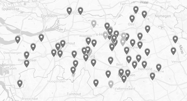 Kaart Brabant Cloud deelnemers 28-01-2021