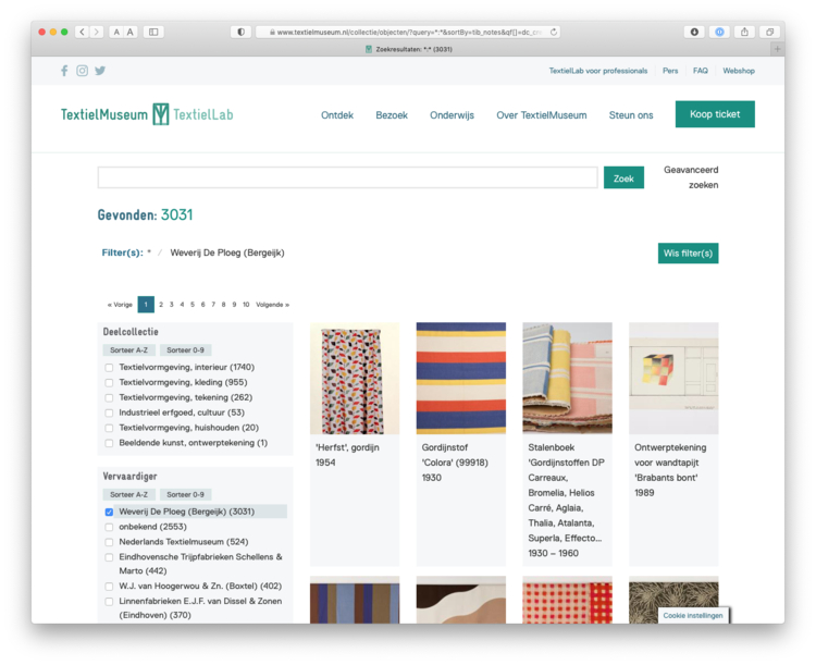 TextielMuseum gebruikt Instant Website v1.10