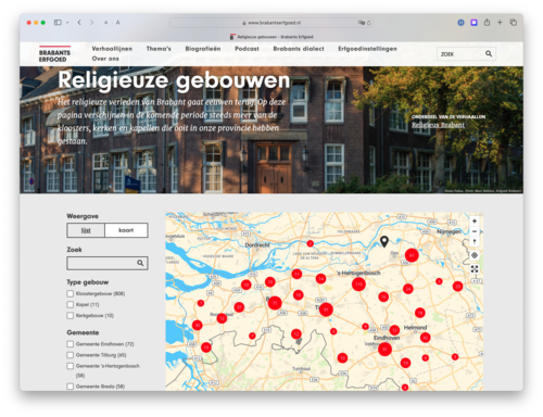 Screenshot kaart - Brabantse gebouwen op Brabantserfgoed